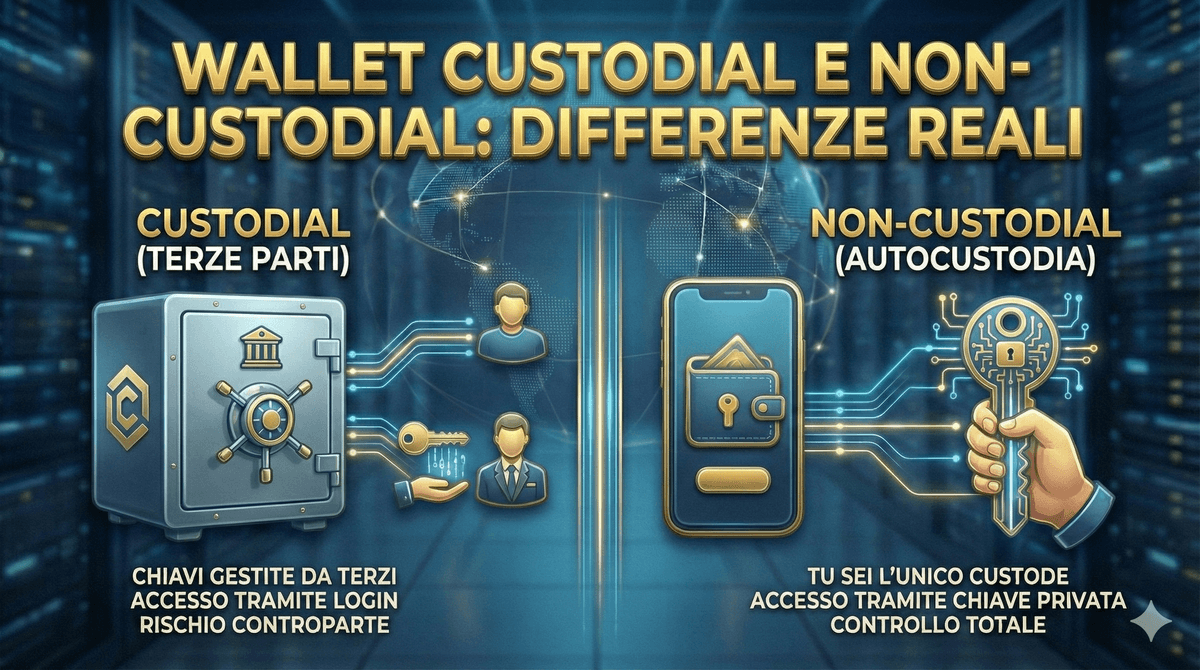 Wallet custodial e non-custodial per asset tokenizzati : differenze reali