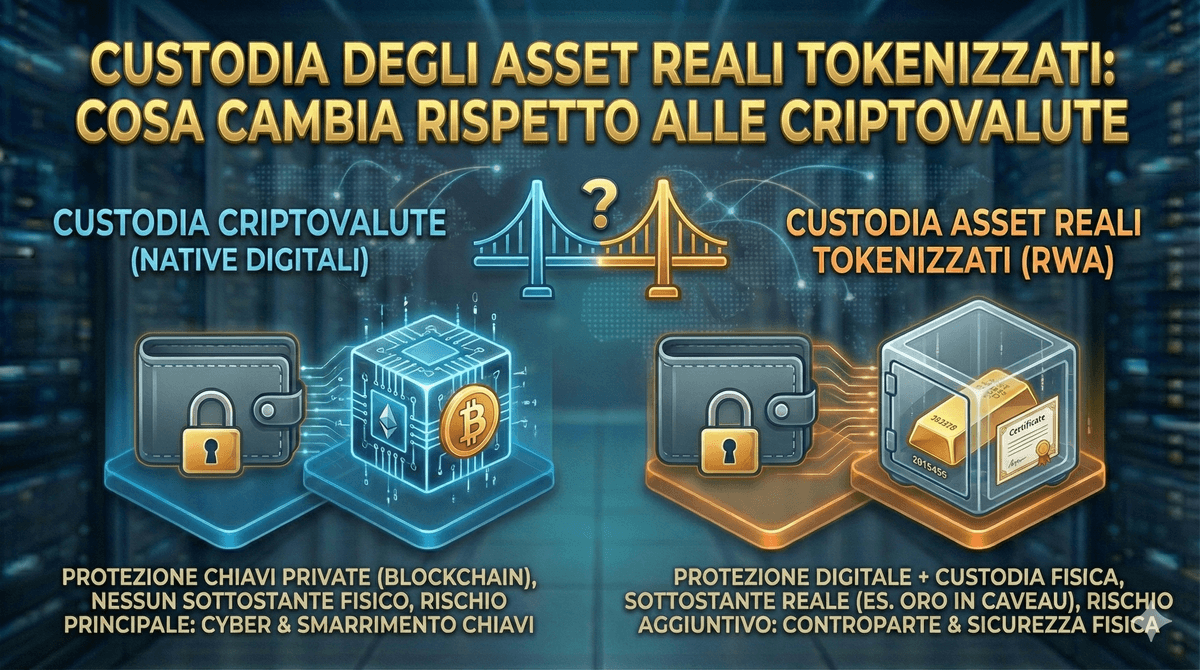 Custodia degli asset reali tokenizzati: cosa cambia rispetto alle criptovalute