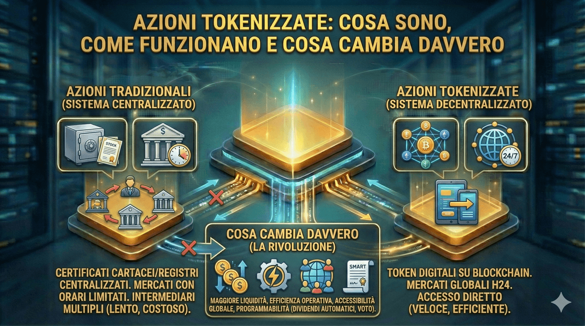 Azioni tokenizzate: cosa sono, come funzionano e cosa cambia davvero rispetto alle azioni tradizionali