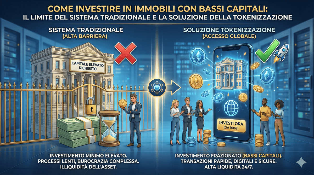Come investire in immobili con bassi capitali: il limite del sistema tradizionale e la soluzione della tokenizzazione
