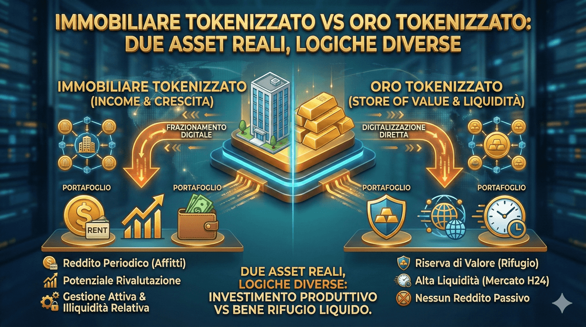 Immobiliare tokenizzato vs oro tokenizzato: differenze tra asset reali