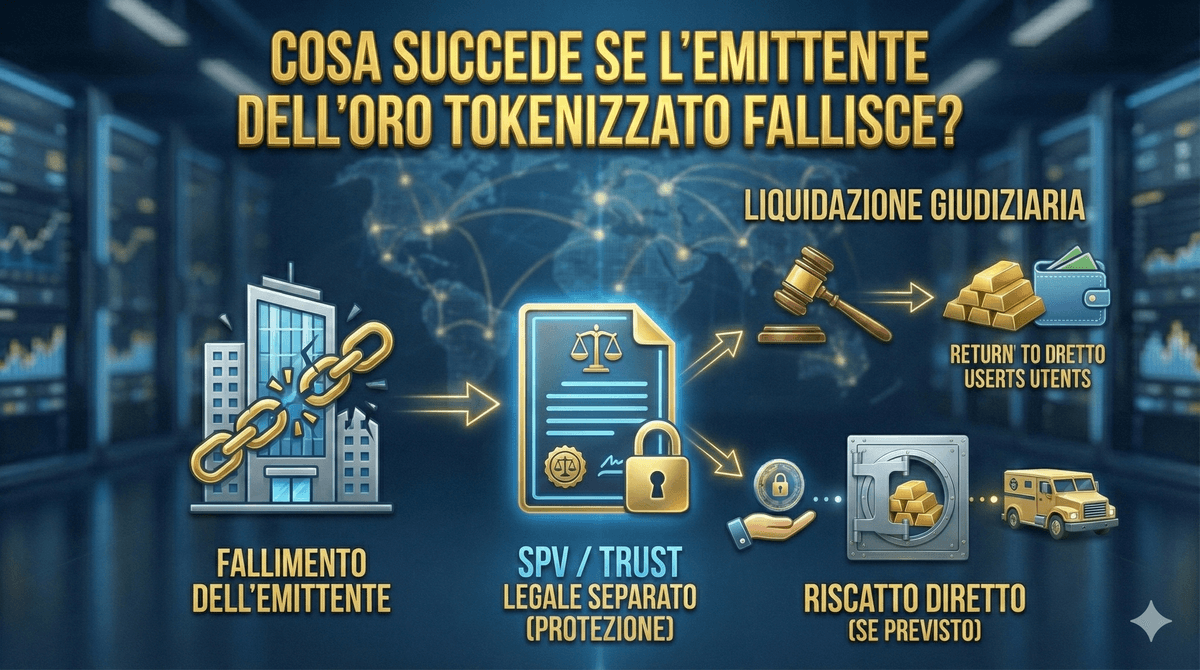 Cosa succede se l’emittente dell’oro tokenizzato fallisce?