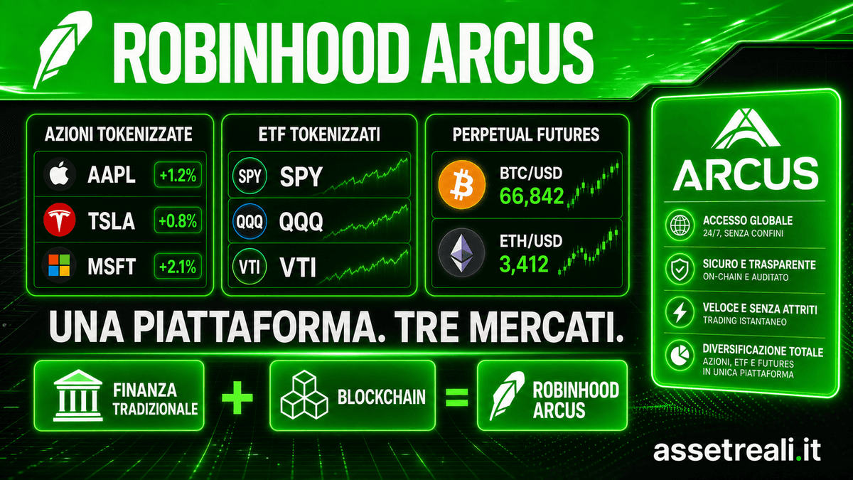 Robinhood lancia Arcus: tokenizzazione e perpetual in un'unica piattaforma