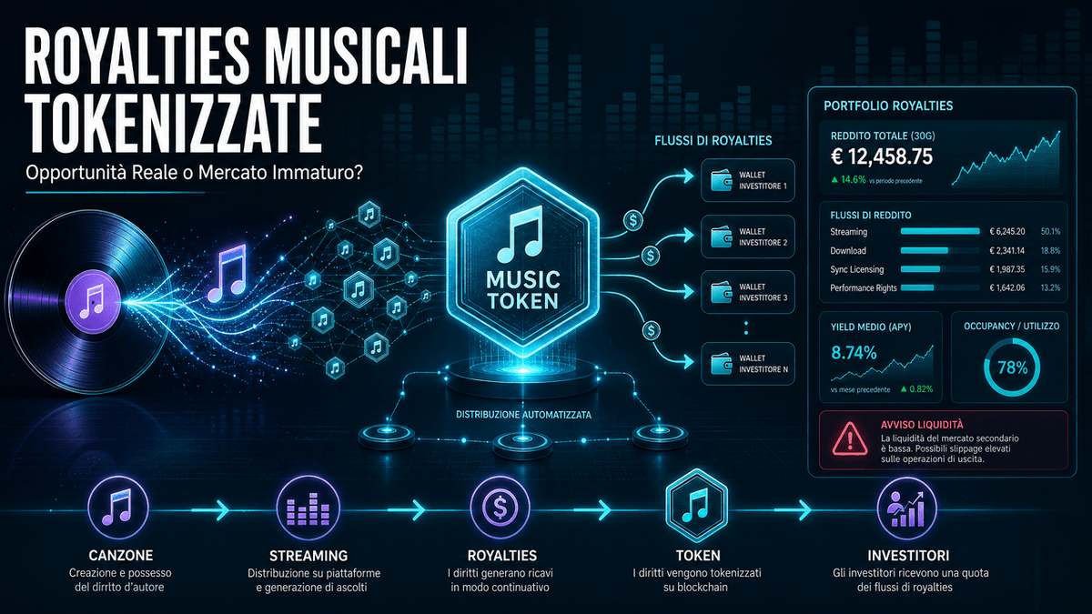 Royalties musicali tokenizzate: opportunità reale o mercato ancora immaturo?