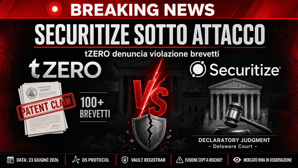 Securitize sotto attacco: arriva la denuncia di tZERO sui brevetti